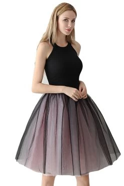 Couture Bicolore 7 Couches Mesh Tulle Tutu Jupe -Zapaka CGZL222198 Black Pink 1 first