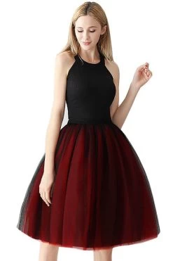 Couture Bicolore 7 Couches Mesh Tulle Tutu Jupe -Zapaka CGZL222198 Black Red 1 first