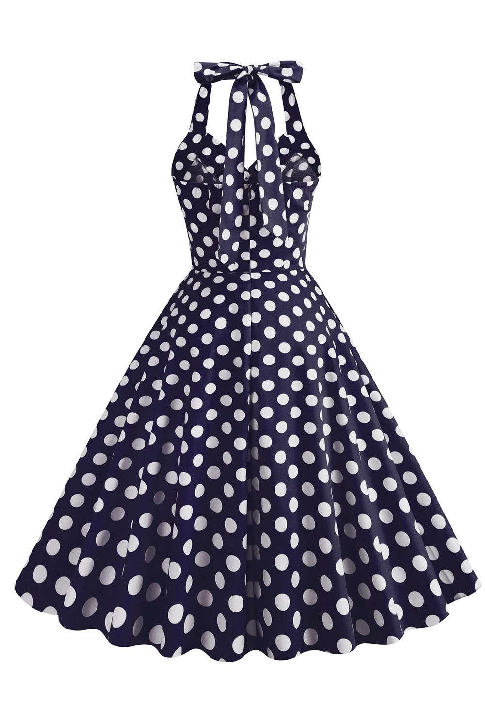 Hepburn Style Pois Bleu 1950s Robe 8 Hepburn Style Pois Bleu 1950s Robe – Image 6
