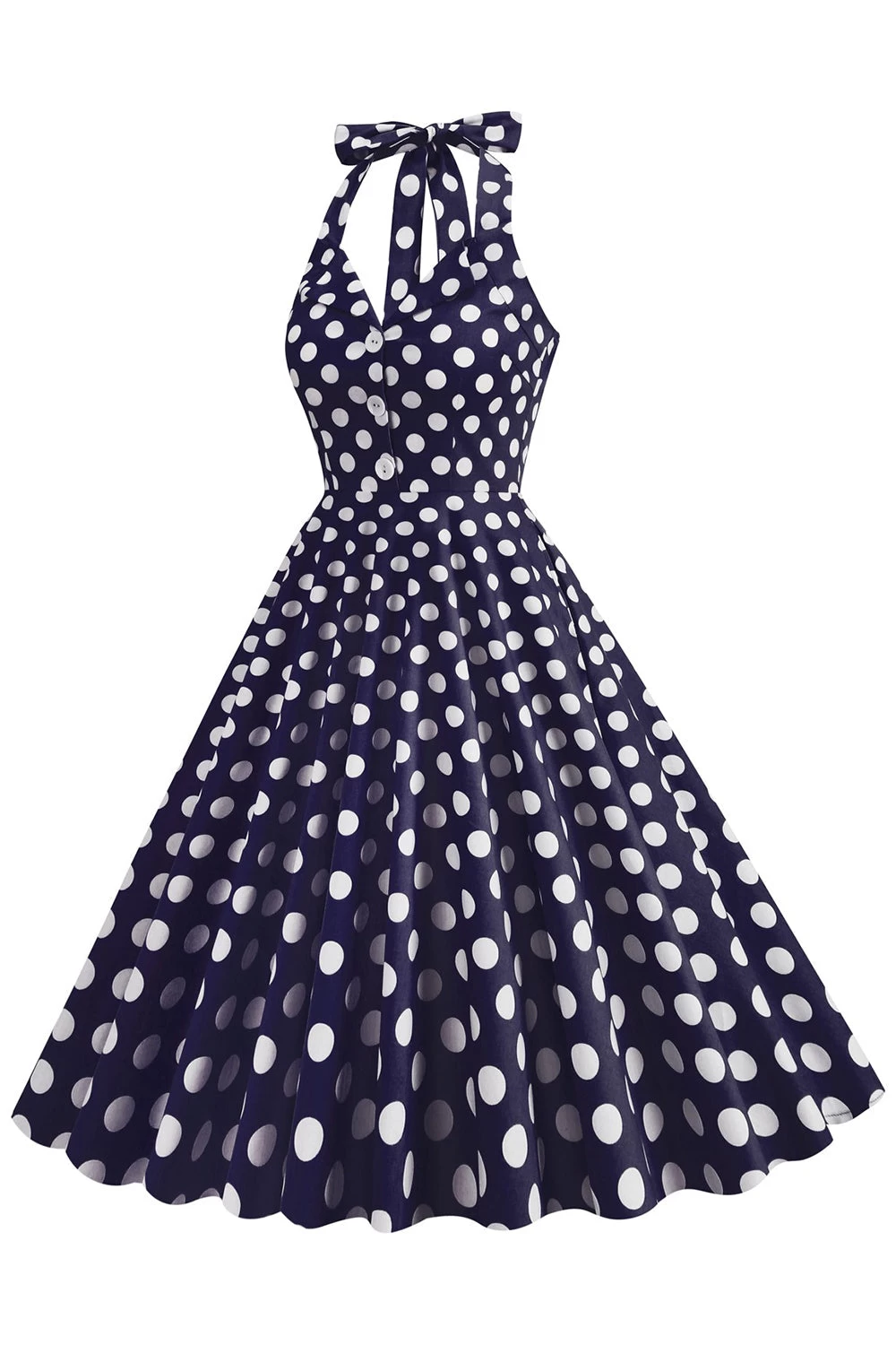 Hepburn Style Pois Bleu 1950s Robe 9 Hepburn Style Pois Bleu 1950s Robe – Image 7