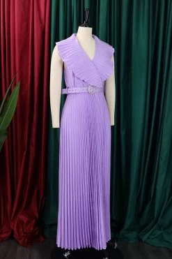 Plus Taille Purple Plissée Robe D’invité De Mariage Longue -Zapaka CGZL231258 Purple 4 10 04 2023