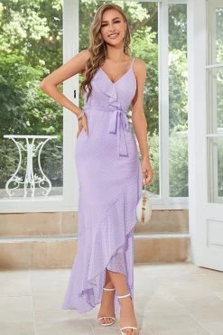 Robe D’invité De Mariage Asymétrique à Points Violets