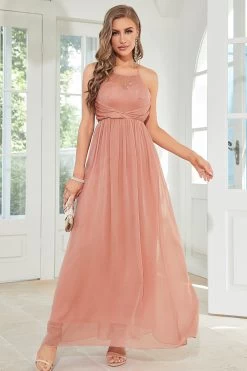 Blush Halter A Line Robe De Soirée