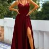 Robe Longue En Satin Bordeaux -Zapaka DP3A9768First