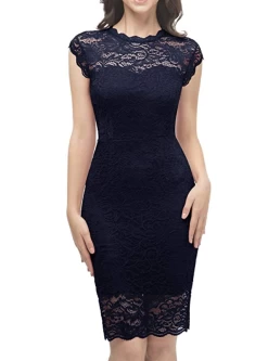 Robe Bodycon En Dentelle Marine