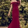 Une épaule Sirène Bourgogne Robe De Bal -Zapaka LONG DRESS ZAPAKA 1
