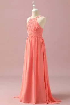 Robe De Demoiselle D'honneur Junior En Mousseline De Soie Orange -Zapaka PPHGHT122Orange 3