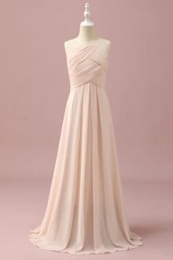 Robe De Demoiselle D'honneur Junior En Mousseline De Soie à Licou Ivoire