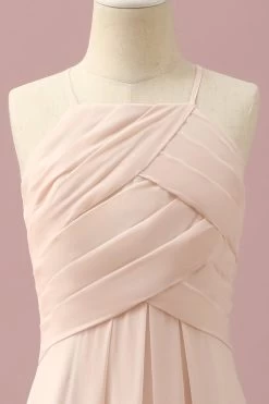 Robe De Demoiselle D'honneur Junior En Mousseline De Soie à Licou Ivoire -Zapaka PPHGHT124 Ivory 4