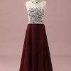 Dentelle Bordeaux Et Robe De Demoiselle D’honneur Chiffon Halter Junior -Zapaka PPHGHT131 Burgundy 1
