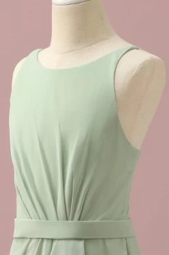 Sage Chiffon Robe De Demoiselle D’honneur Junior à Col Rond Avec Volants En Cascade -Zapaka PPHGHT132 Sage 6