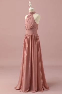 Robe De Demoiselle D’honneur Junior Halter Chiffon Brun Clair -Zapaka PPHGHT142 Light Brown 3