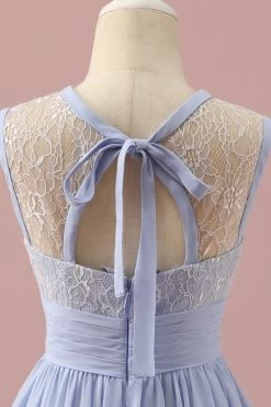 Dentelle Violette Claire Et Robe Courte De Demoiselle D’honneur Junior En Mousseline De Soie -Zapaka PPHGHT145 Light Purple 5