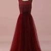 Robe De Demoiselle D’honneur Junior En Dentelle Bordeaux Et Tulle -Zapaka PPHGHT149Burgundy 1