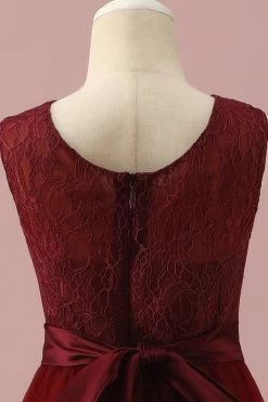 Robe De Demoiselle D’honneur Junior En Dentelle Bordeaux Et Tulle -Zapaka PPHGHT149Burgundy 5