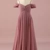 Brettes Spaghetti Blush Chiffon Robe De Demoiselle D’honneur Junior -Zapaka PPHGHT151Blush 1