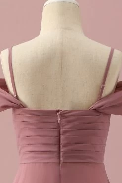Brettes Spaghetti Blush Chiffon Robe De Demoiselle D’honneur Junior -Zapaka PPHGHT151Blush 5