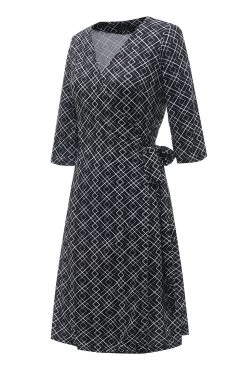 Robe D’invité De Mariage Imprimée à Géométrie Noire -Zapaka RS90014 Black 3