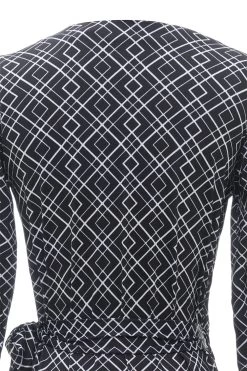 Robe D’invité De Mariage Imprimée à Géométrie Noire -Zapaka RS90014 Black 6