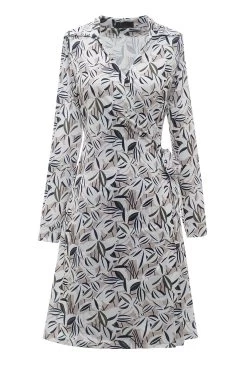 Robe D’invité De Mariage Imprimée à Géométrie Noire -Zapaka RS90014 Light 20Brown 1 first