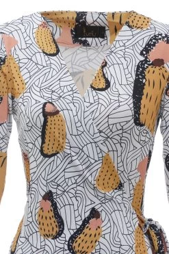 Robe D’invité De Mariée Imprimée à Géométrie Bleu Royal -Zapaka RS90014 Yellow 20and 20Grey 4