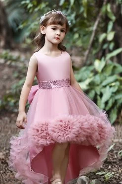 Blush High Low Flower Girl Robe Avec Fleurs 18 Blush High Low Flower Girl Robe Avec Fleurs -Zapaka TPCGZL21042 Blush 4