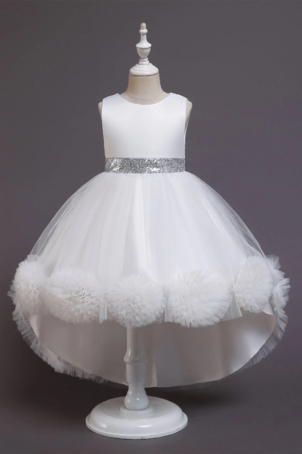 Blush High Low Flower Girl Robe Avec Fleurs 9 Blush High Low Flower Girl Robe Avec Fleurs – Image 7