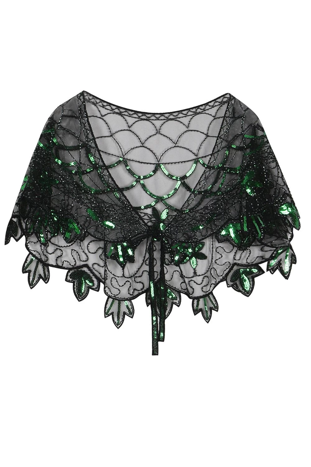 Zapaka Cape Femme Paillettes Fleur Vert Années 1920 11 Zapaka Cape Femme Paillettes Fleur Vert Années 1920 – Image 9