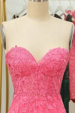 Robe Courte Rose Serrée Avec Appliques -Zapaka WH2243Pink 4