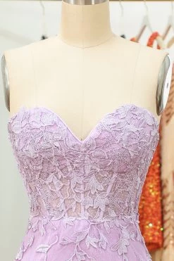 Robe Courte Rose Serrée Avec Appliques -Zapaka WH2243Purple 4