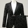 Black Peak Lapel Jacquard Costumes De Bal Pour Hommes -Zapaka WHM0029Black 1