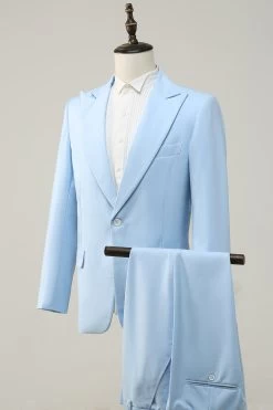 Light Blue Peak Lapel 2 Pièces Costumes De Bal Pour Hommes -Zapaka WHM0031LightBlue 3