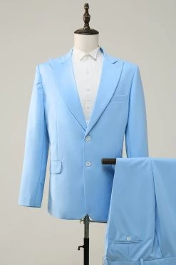 Peak Lapel Single Breasted Sky Blue Costume De Bal Pour Hommes