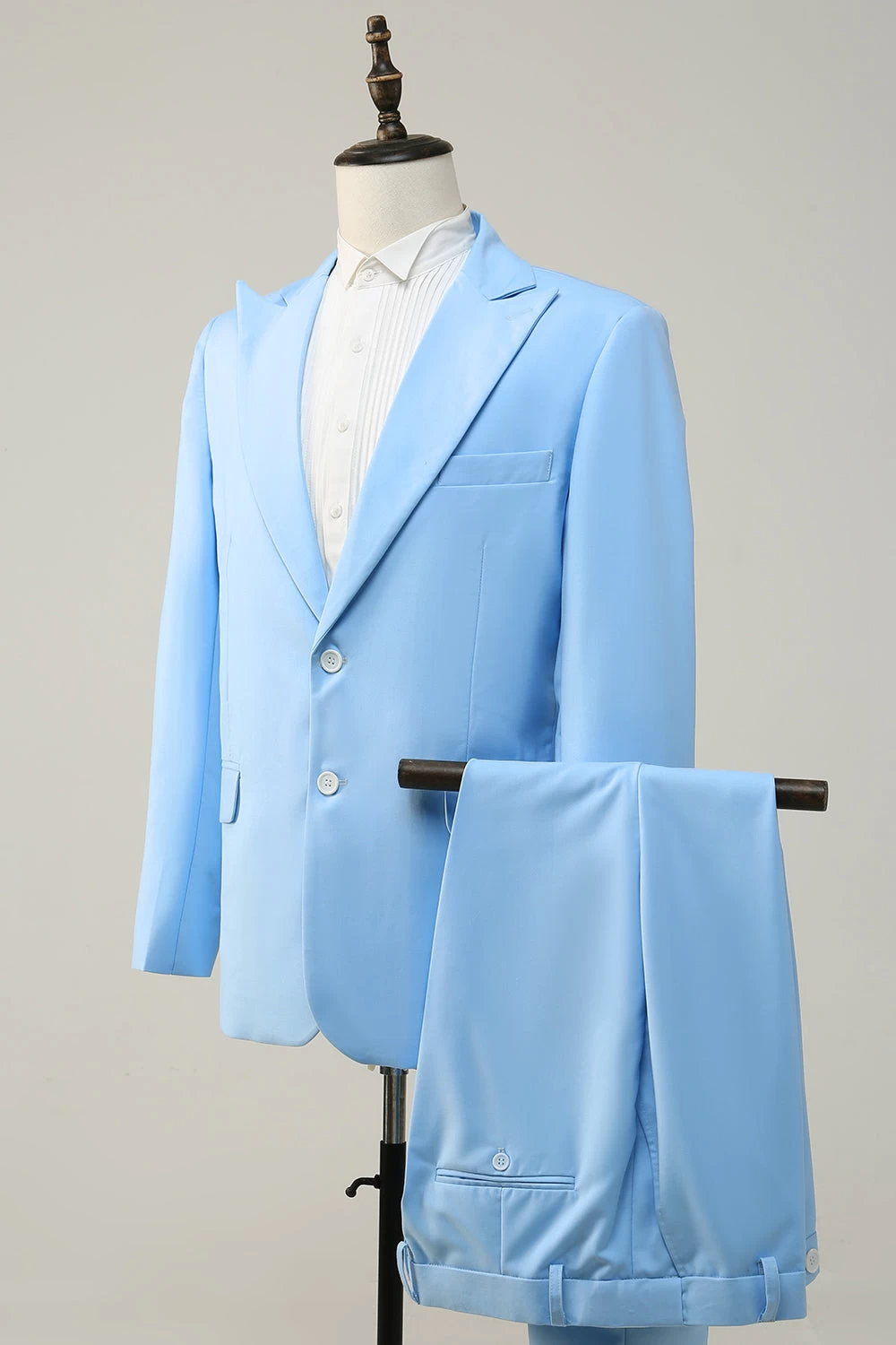 Peak Lapel Single Breasted Sky Blue Costume De Bal Pour Hommes 5 Peak Lapel Single Breasted Sky Blue Costume De Bal Pour Hommes – Image 3