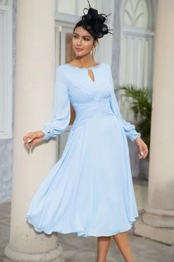 Robe De Mère De La Mariée En Mousseline Bleu Ciel -Zapaka YYLH20467 4