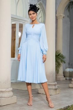 Robe De Mère De La Mariée En Mousseline Bleu Ciel -Zapaka YYLH20467 6
