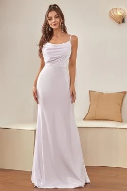Robe De Mariée Simple En Satin Ivoire -Zapaka YYLH20474White 3