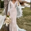 Robe De Mariée Boho En Dentelle Ivoire Et Champagne Avec Cape -Zapaka YYLH30810 1 first