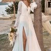 Dentelle Ivoire Mousseline De Soie Trompette Manche Boho Robe De Mariée -Zapaka YYLH30814 first