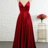Simple A Line Spaghetti Straps Burgundy Long Prom Robe Avec Cirss Cross Back 2 Simple A Line Spaghetti Straps Burgundy Long Prom Robe Avec Cirss Cross Back -Zapaka YYZL097 Burgundy 1 first