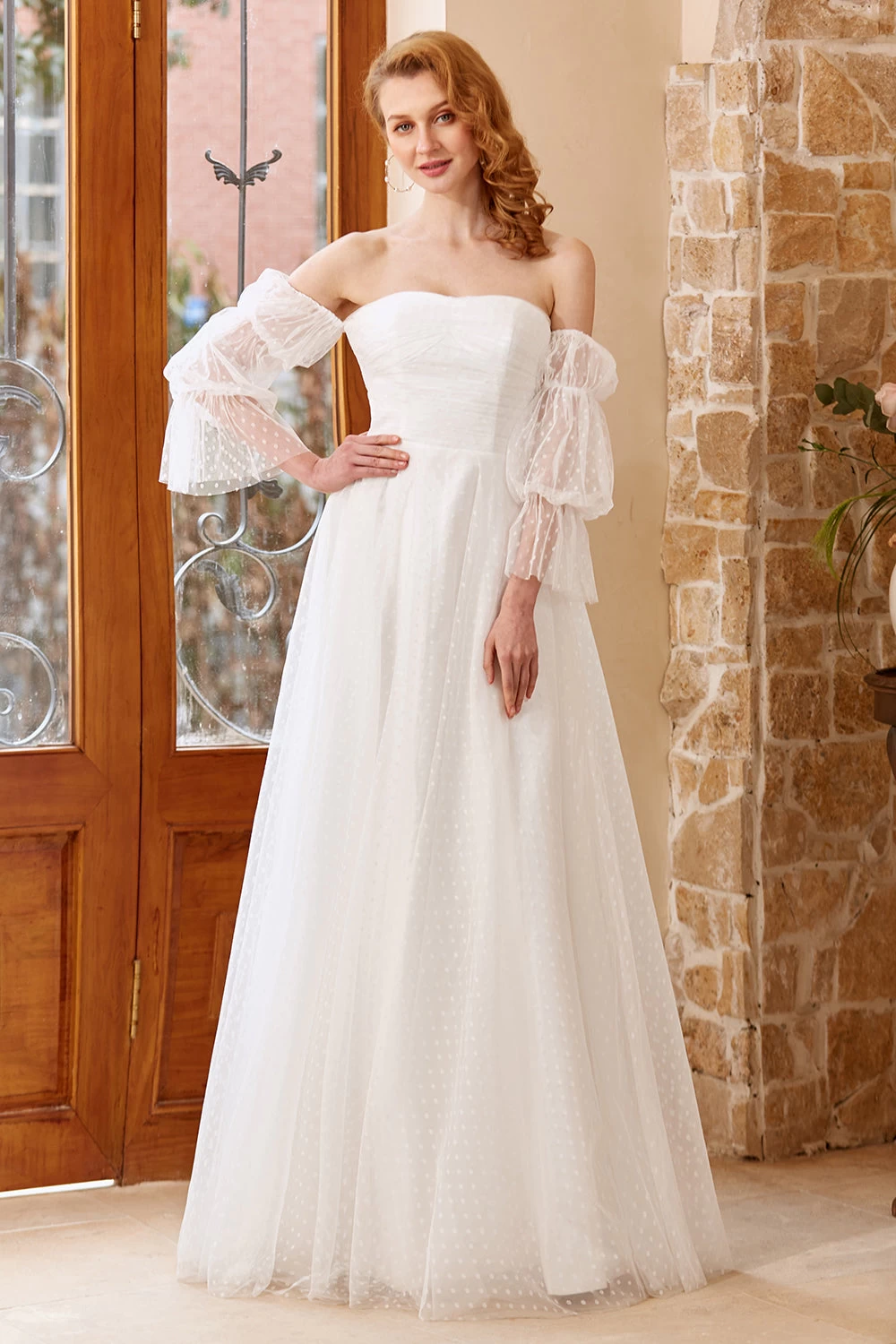 Tulle Blanc Off Shoulder Robe De Mariée 6 Tulle Blanc Off Shoulder Robe De Mariée – Image 4