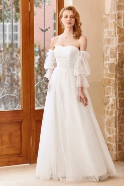 Tulle Blanc Off Shoulder Robe De Mariée 14 Tulle Blanc Off Shoulder Robe De Mariée -Zapaka YYZL139 White 5