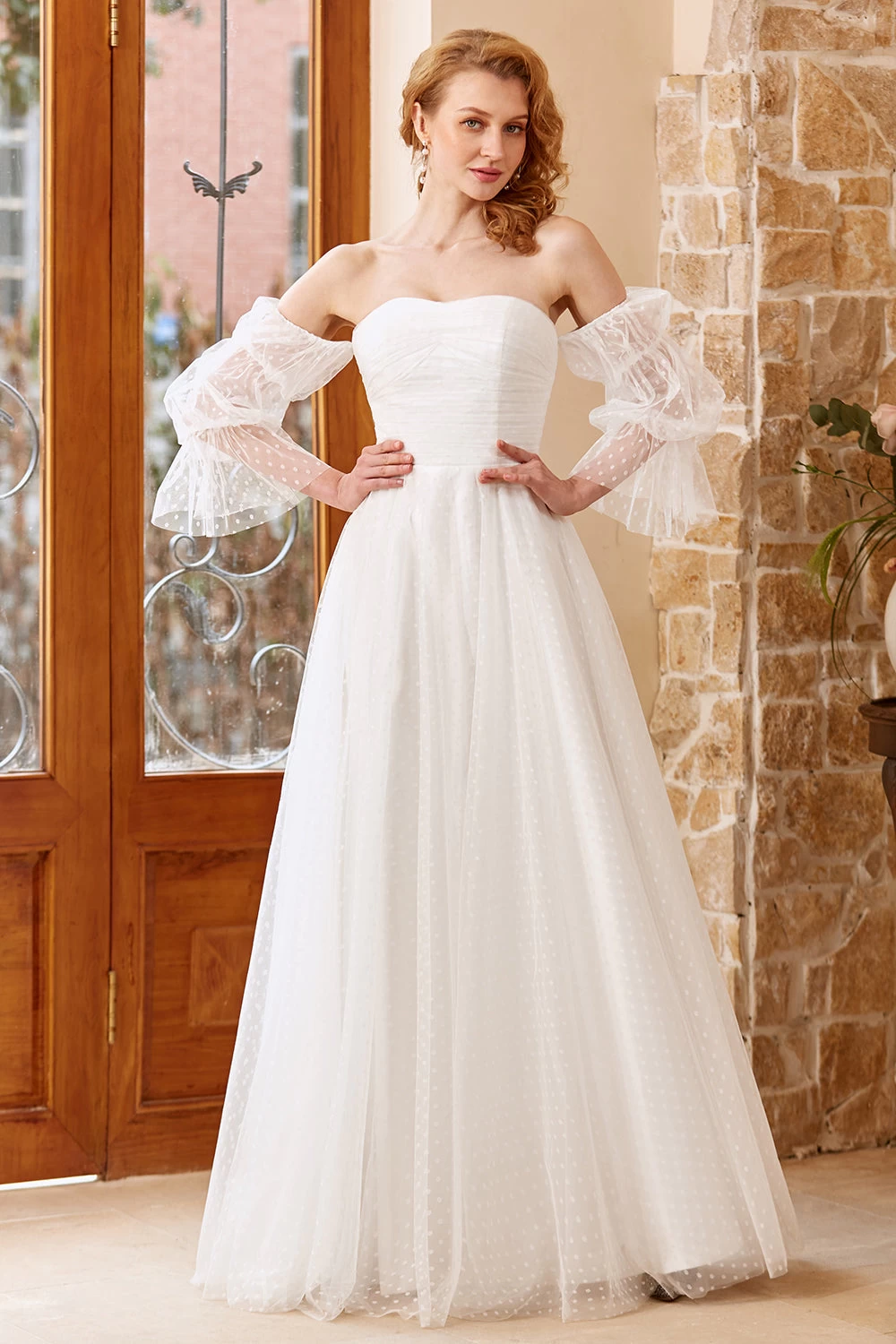 Tulle Blanc Off Shoulder Robe De Mariée 9 Tulle Blanc Off Shoulder Robe De Mariée – Image 7