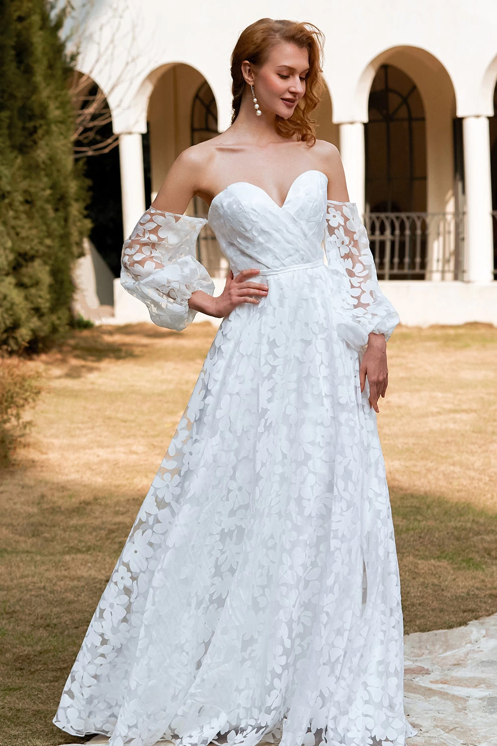 Robe De Mariée En Organza Blanc Sur épaule 6 Robe De Mariée En Organza Blanc Sur épaule – Image 4