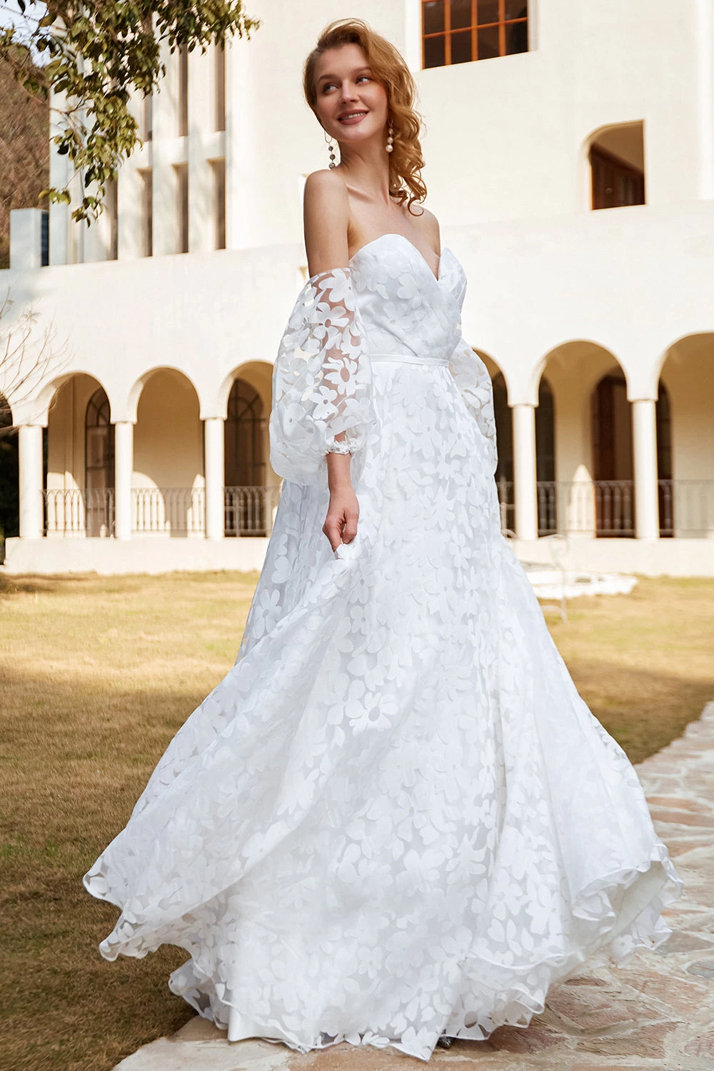 Robe De Mariée En Organza Blanc Sur épaule 7 Robe De Mariée En Organza Blanc Sur épaule – Image 5