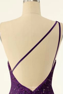 Purple One Shoulder Sequins Robe De Retour 16 Purple One Shoulder Sequins Robe De Retour -Zapaka YYZL243 Violet 6