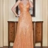 Spaghetti Straps Orange Paillettes Robe Longue De Bal Avec Criss Cross Back -Zapaka YYZL402 Orange 1 first