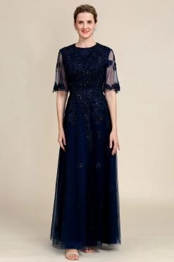 Robe De Mère De La Mariée Perlée Marine Scintillante Avec Dentelle 12 Robe De Mère De La Mariée Perlée Marine Scintillante Avec Dentelle -Zapaka YYZL447 Navy 1 first