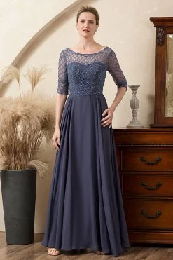 Robe De Mère De Mariée Perlée Gris Bleu Scintillant 10 Robe De Mère De Mariée Perlée Gris Bleu Scintillant -Zapaka YYZL459GreyBlue 3