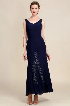 Marine Deux Pièces Perles Scintillantes Robe De La Mère De La Mariée -Zapaka YYZL460 Navy 4